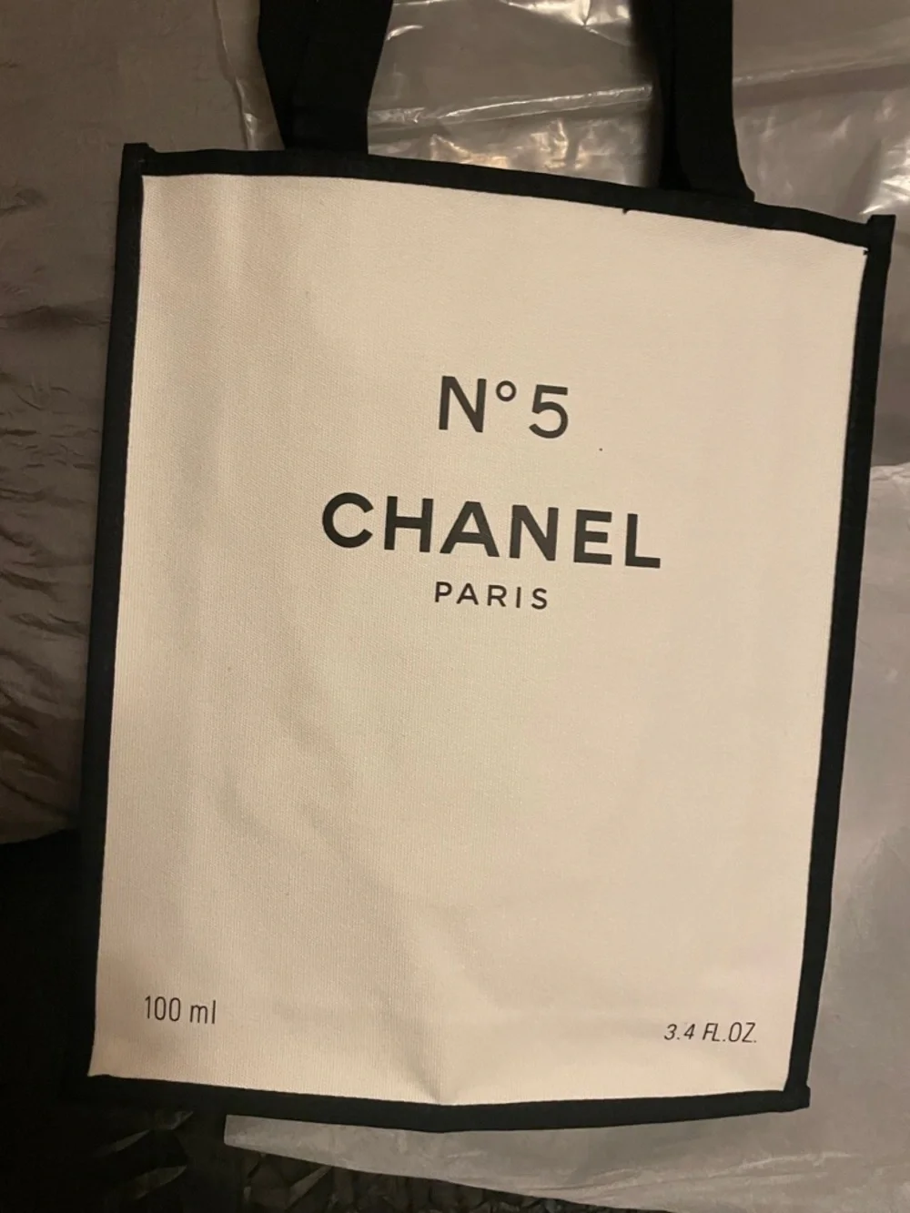 GWP White Canvas N°5 Paris Tote with Black Trim plus mini Chance - Picture 10 of 17